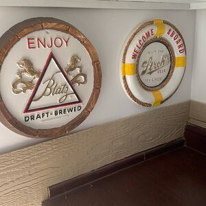 Vintage plaster deco beer signs.